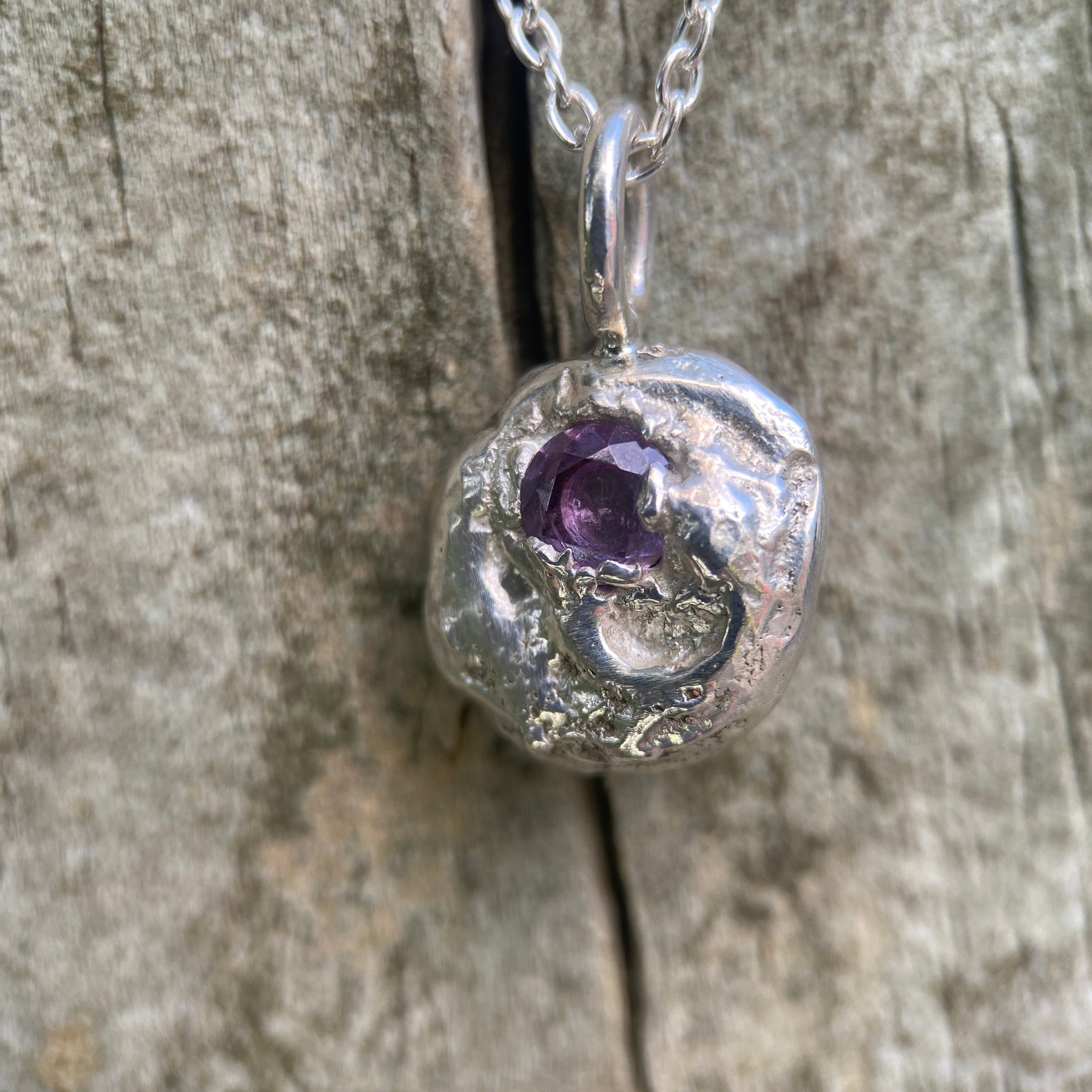 Alexandrite & Sterling Silver Pebble Pendant