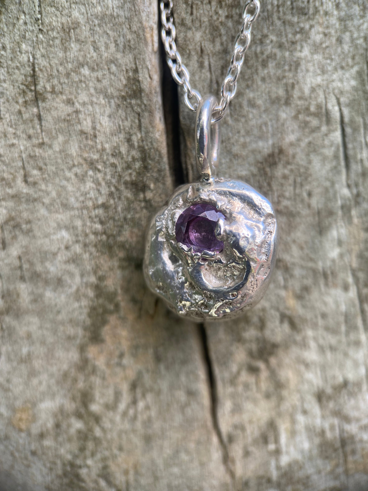 Alexandrite & Sterling Silver Pebble Pendant