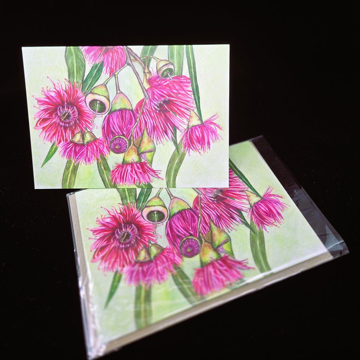 Yellow Gum Blossoms Greeting Card (blank inside)- 5cm x 7cm (127mm x 178mm)