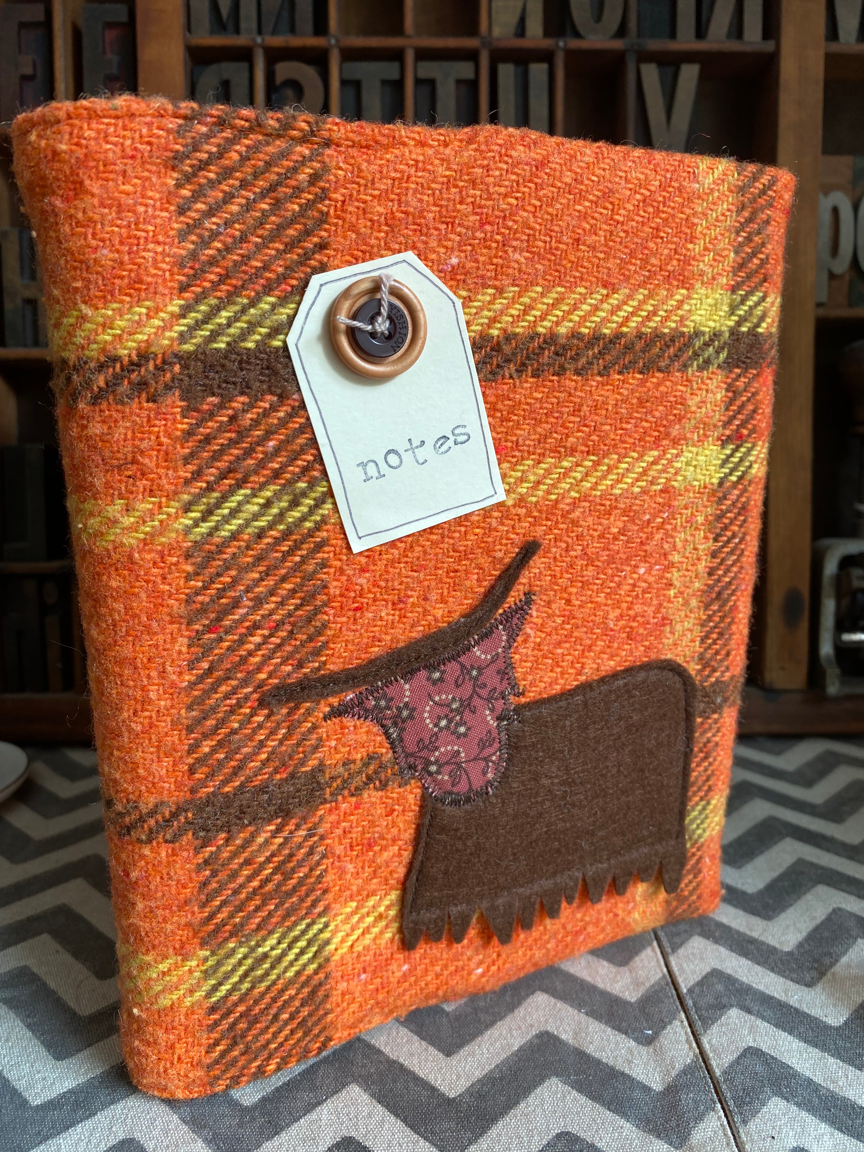 A5 Upcycled Notebook Highland Cow - Orange