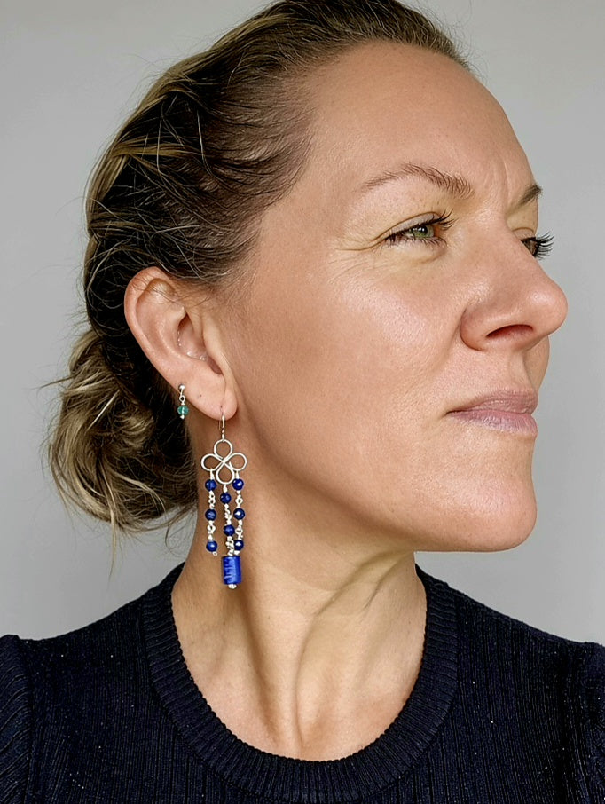 Lapis Lazuli Clover Dangle Earrings
