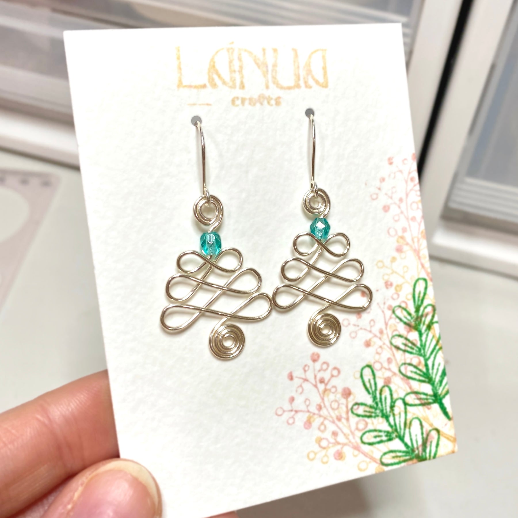 Christmas tree dangle earrings | Two Styles - Triangles or Looping wire | silver gold copper rose | Festive jewellery