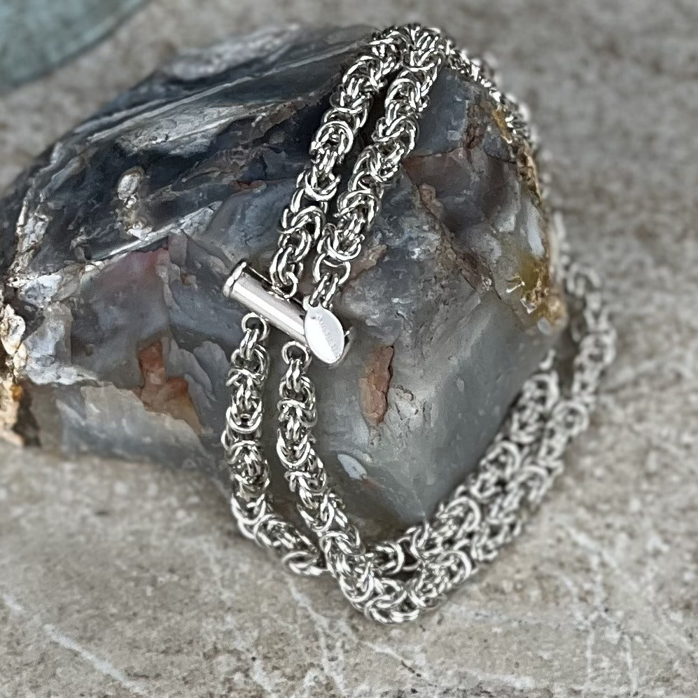 Sterling Silver Double Bracelet - "Byzantine"