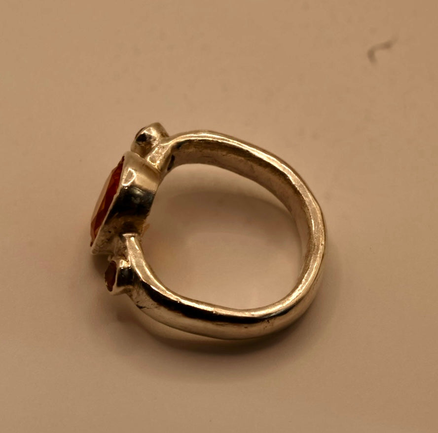 Padparadscha Sapphire with friends in 925 silver