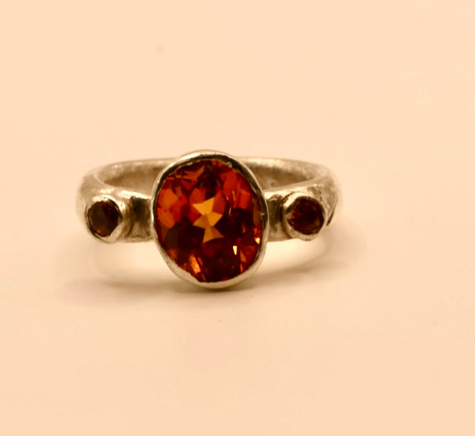 Padparadscha Sapphire with friends in 925 silver