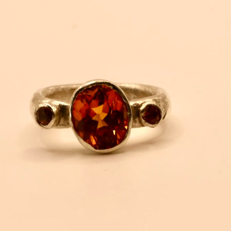 Padparadscha Sapphire with friends in 925 silver