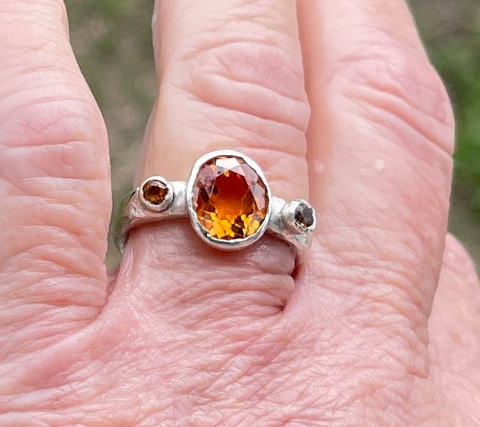 Padparadscha Sapphire with friends in 925 silver