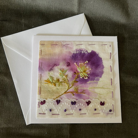 Abstract hand embroidered greeting card
