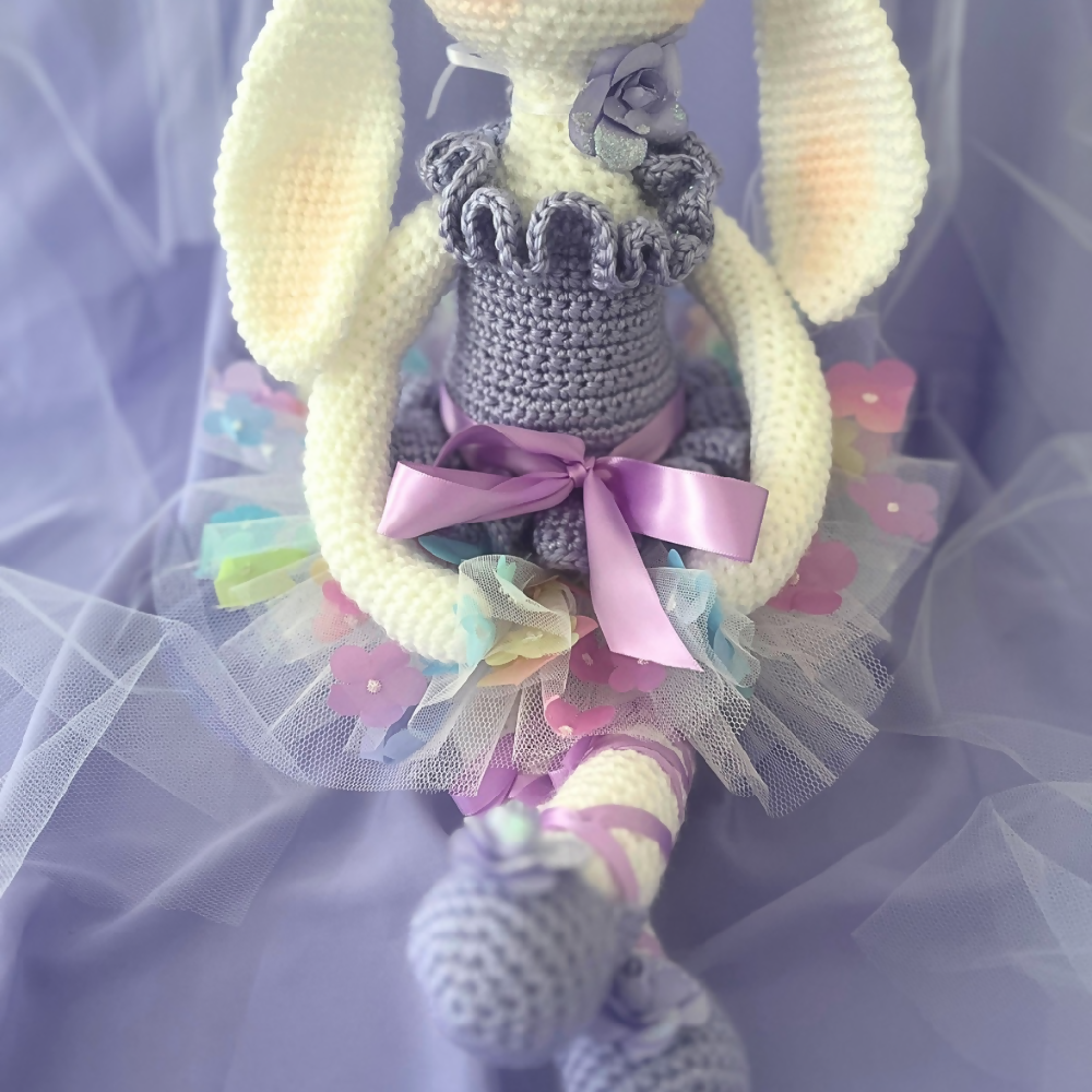 Crochet Bunny Ballerina Soft Doll, Crochet Bunny Doll