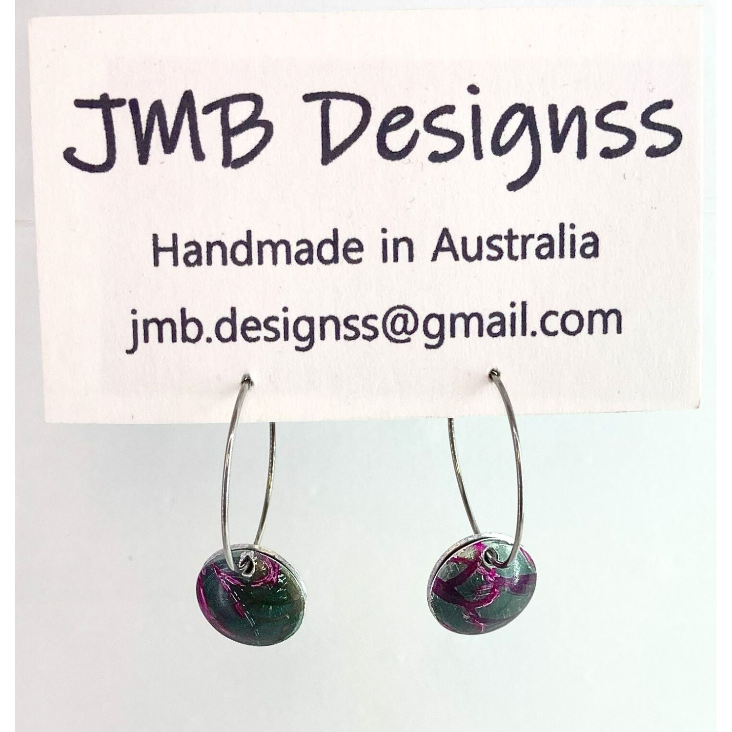 Anodised aluminium earrings hand printed - Midnight Velvet Collection