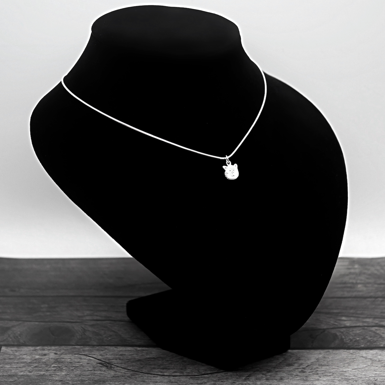 Cat - Handmade Sterling Silver Cat Face Pendant with Snake Chain