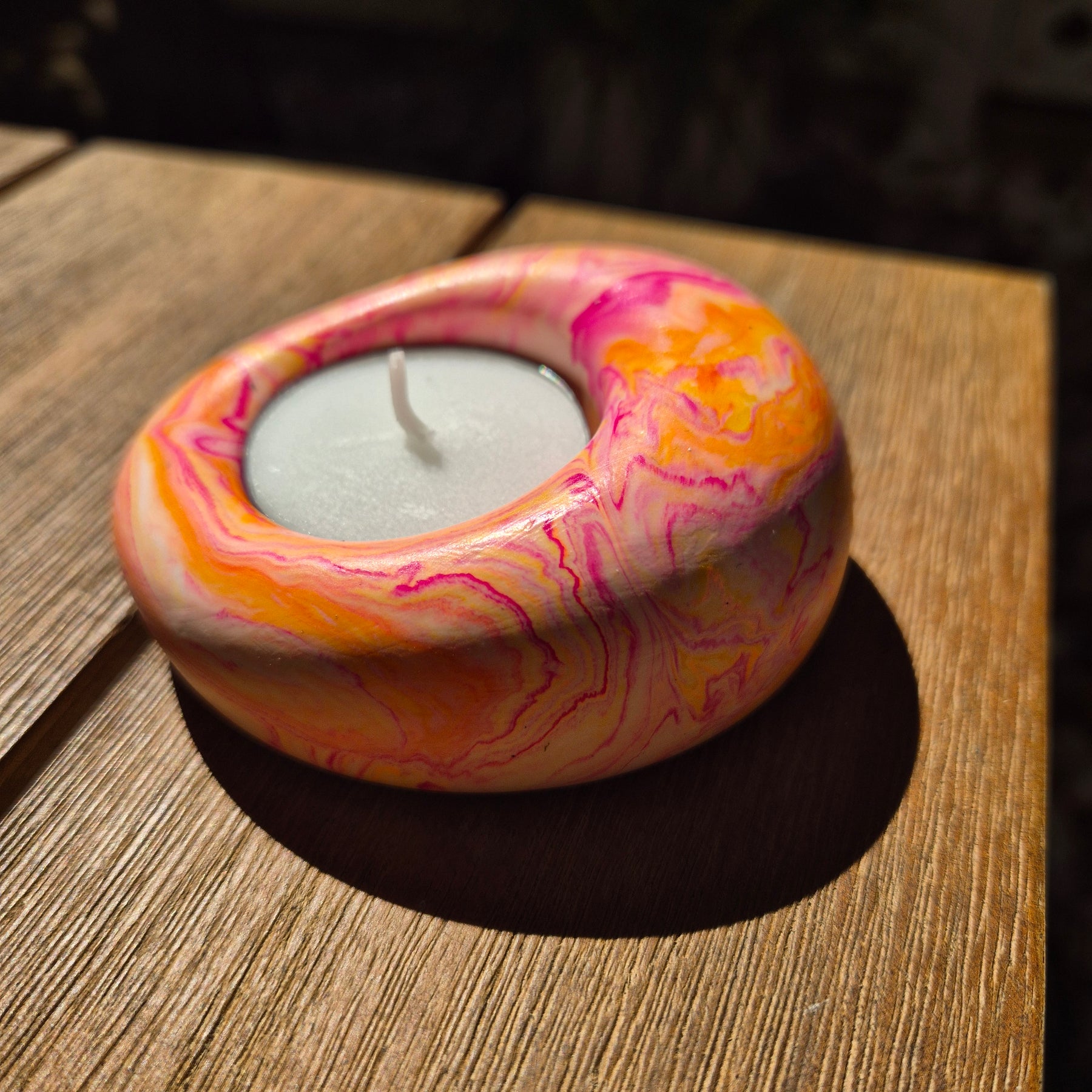 Funky eco-stone pebble shaped tealight candle holder