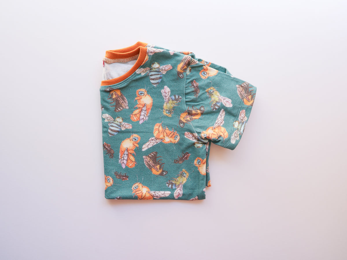 Organic cotton tee shirts for kids in unique hand illustrated designs - sizes 4-9
