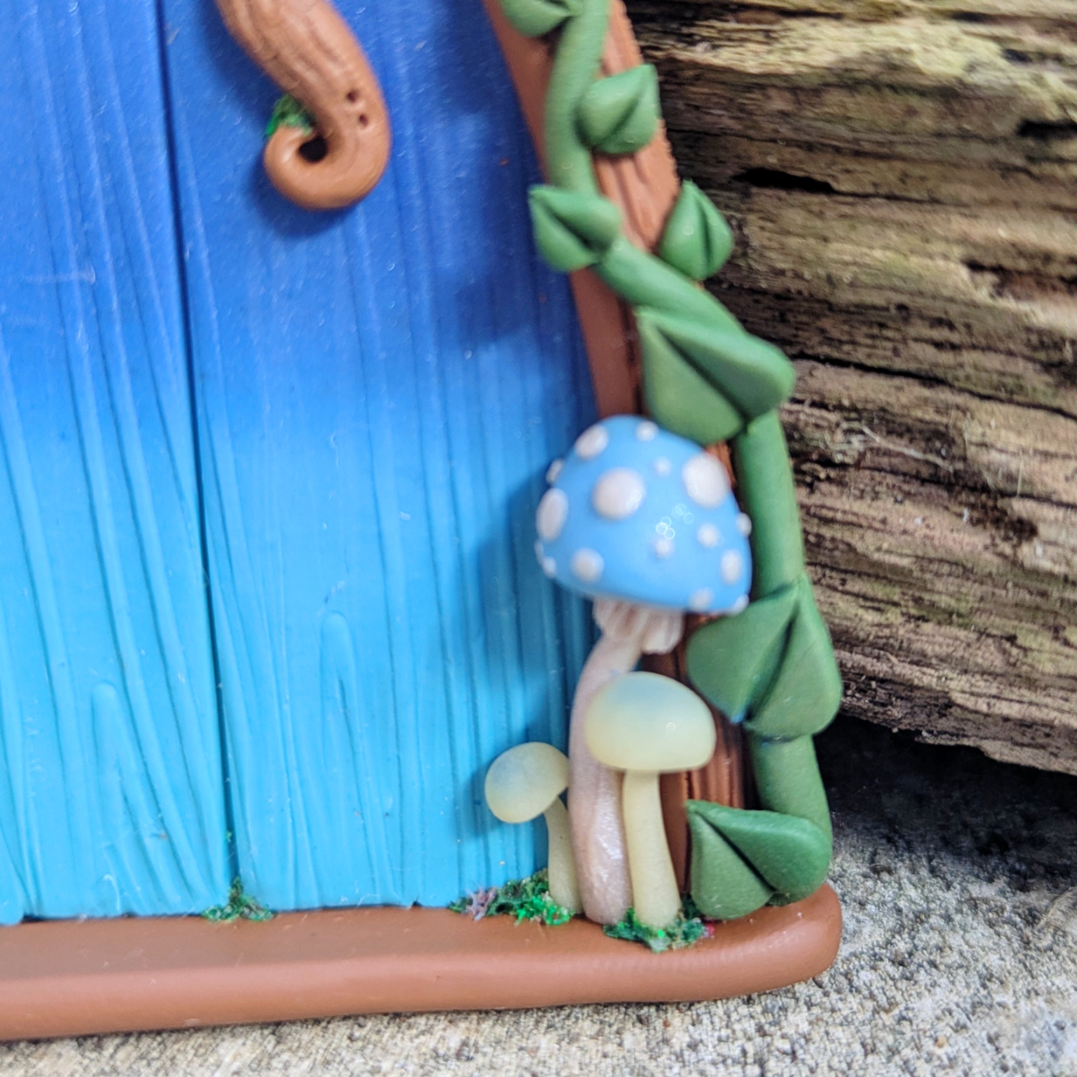 Blue Woodland Fairy Door - with Glow in the dark mushrooms