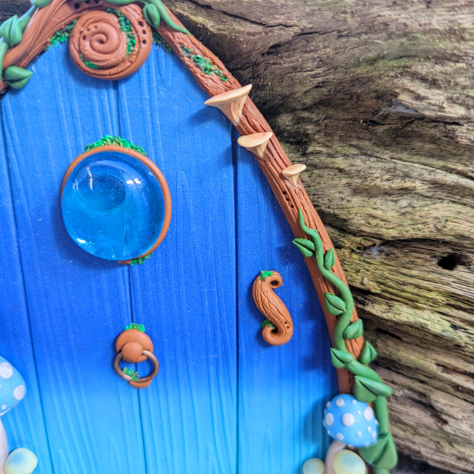 Blue Woodland Fairy Door - with Glow in the dark mushrooms