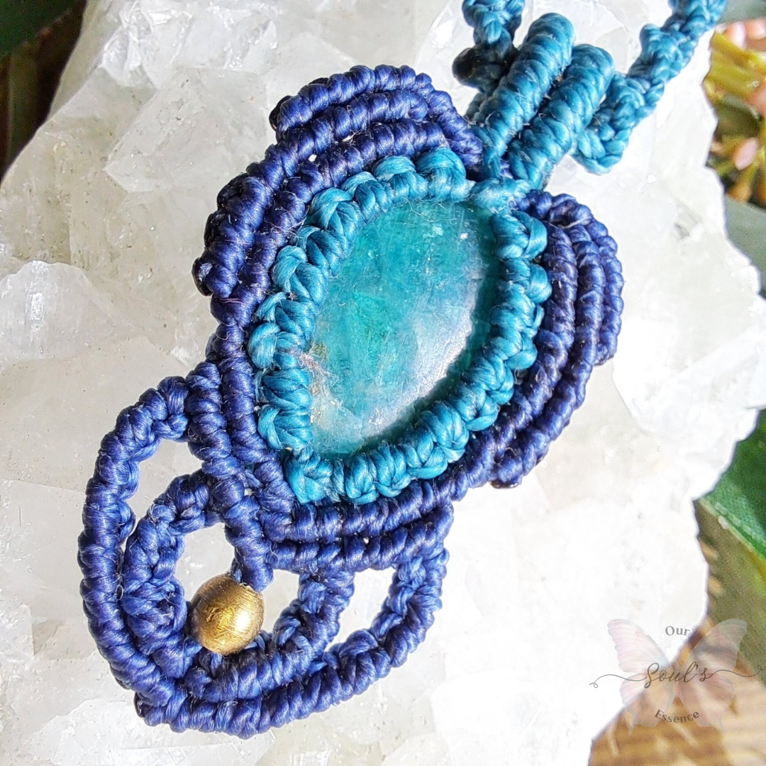 Blue Apatite Micro Macramé Necklace