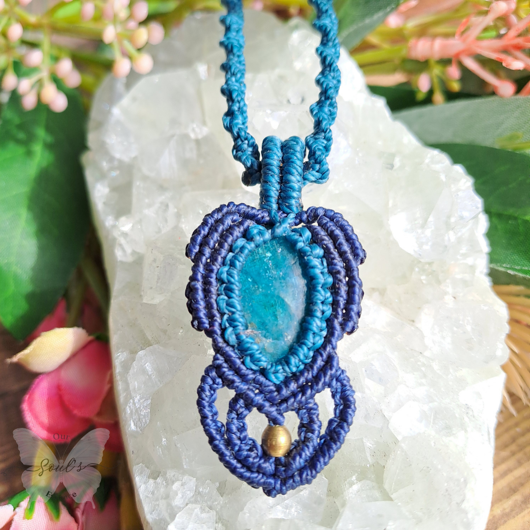 Blue Apatite Micro Macramé Necklace