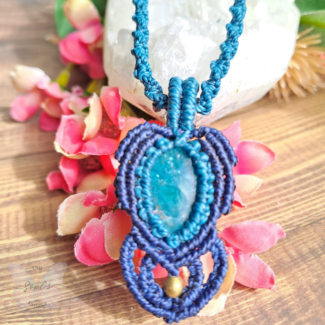 Blue Apatite Micro Macramé Necklace