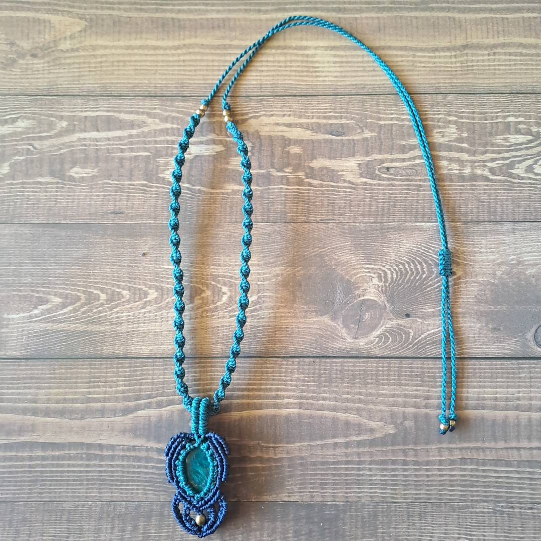 Blue Apatite Micro Macramé Necklace