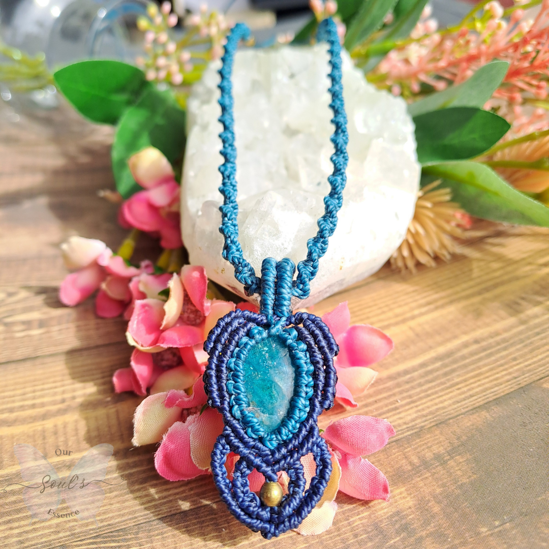 Blue Apatite Micro Macramé Necklace