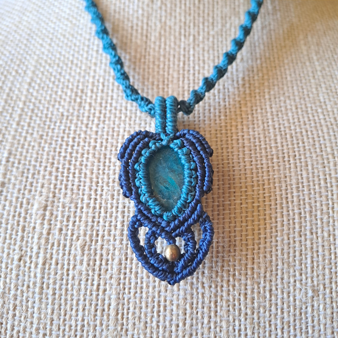 Blue Apatite Micro Macramé Necklace