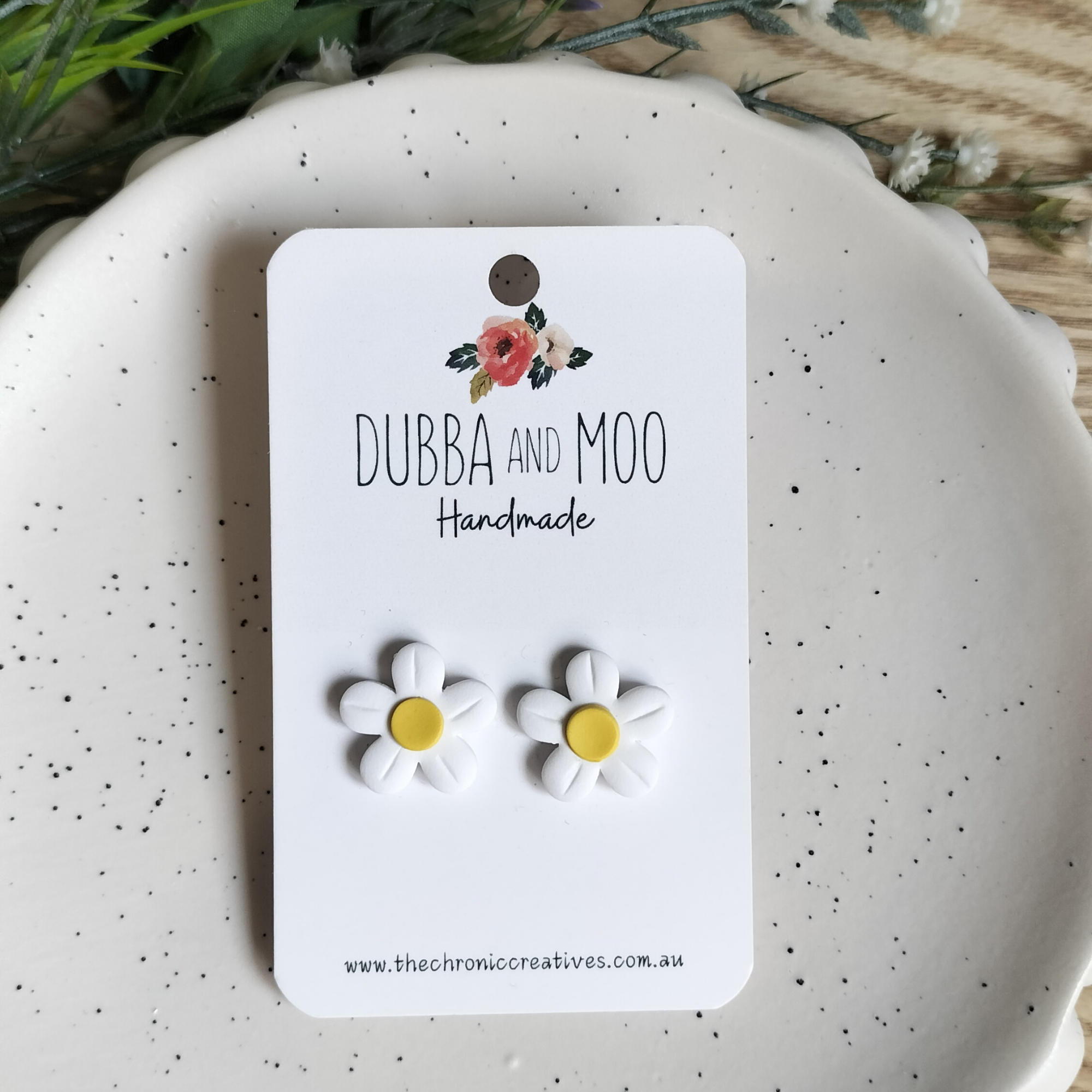 Large Daisy Polymer Clay Stud Earrings - Assorted Colours