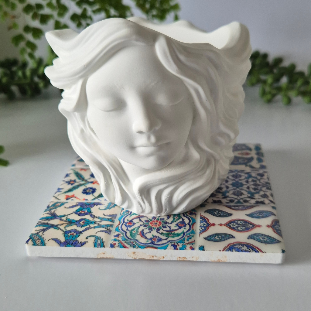 Female Face Eco-Resin Small Vase