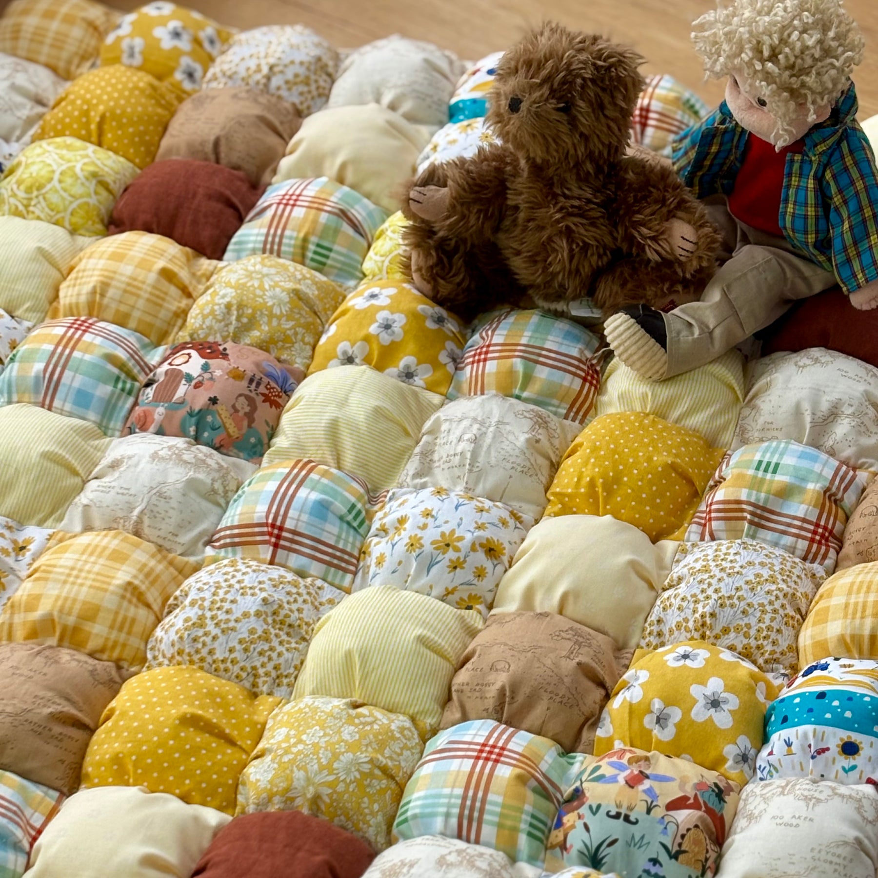 Handmade Puff Quilt Play Mat | Soft Cotton Baby Play Mat