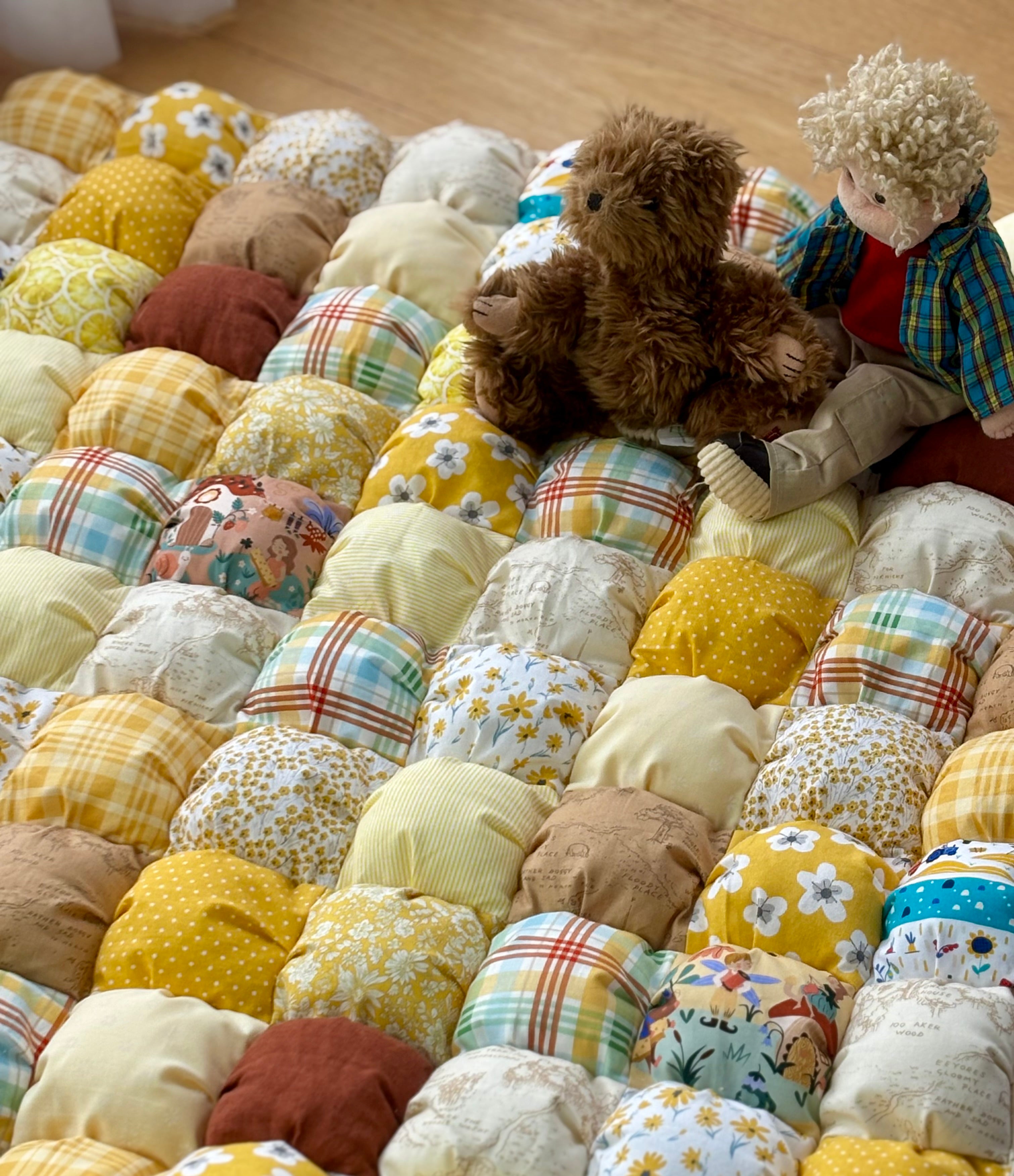Handmade Puff Quilt Play Mat | Soft Cotton Baby Play Mat