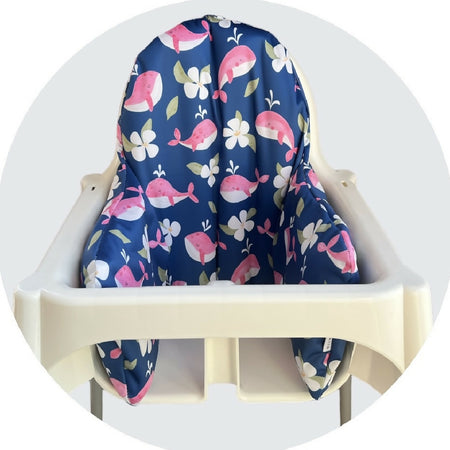 High Chair Support Cushion - Pink Whale