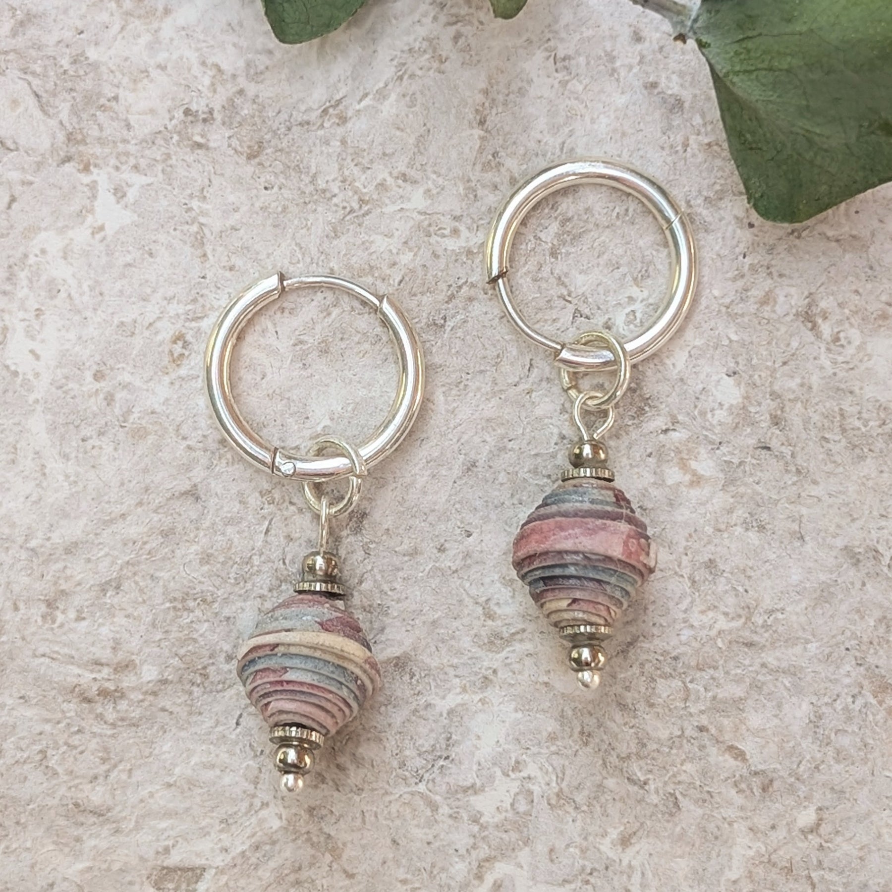 Handmade Paper Bead Hoop Earrings – Sustainable Jewellery