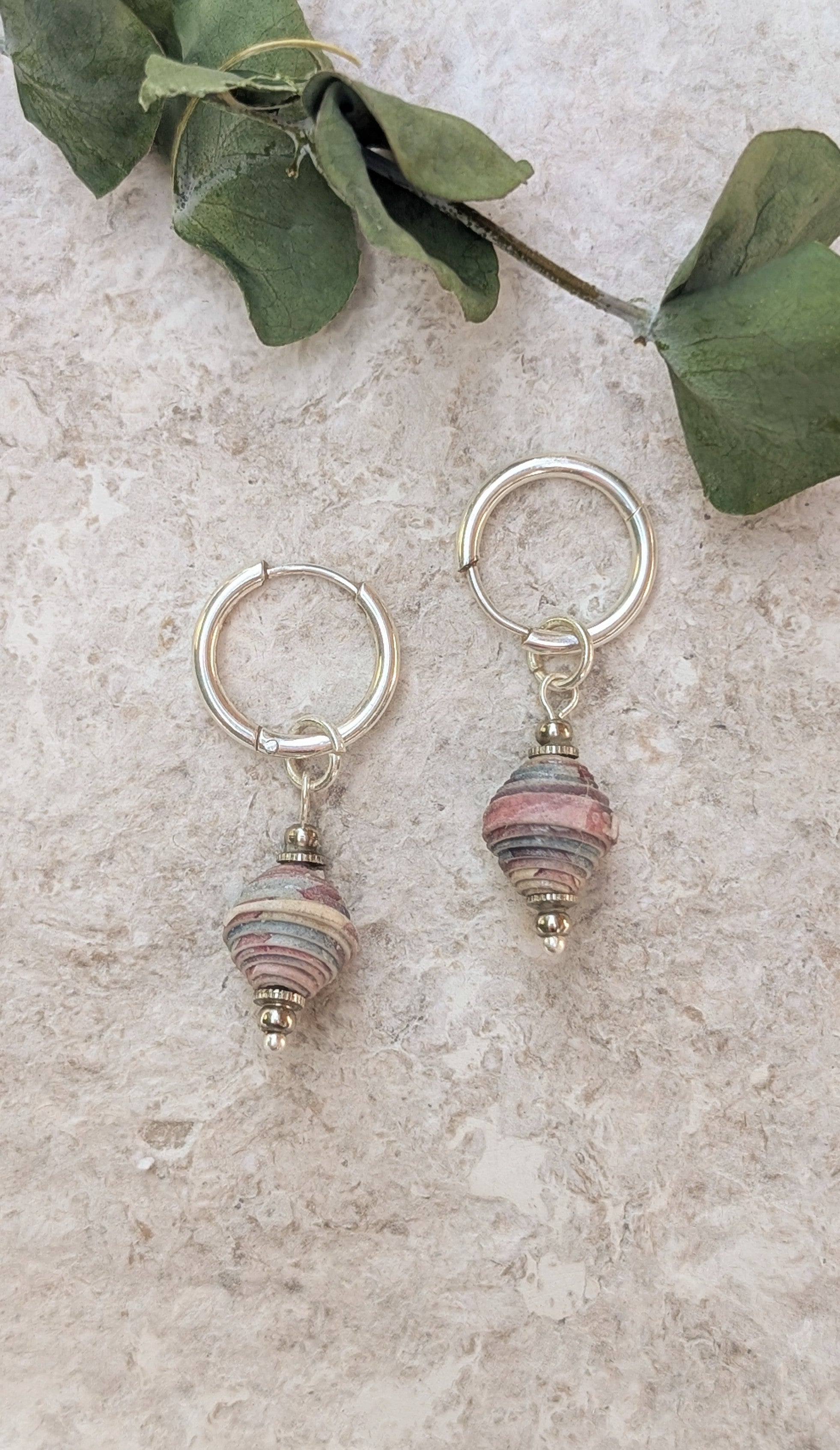 Handmade Paper Bead Hoop Earrings – Sustainable Jewellery