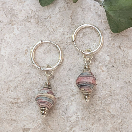 Handmade Paper Bead Hoop Earrings – Sustainable Jewellery
