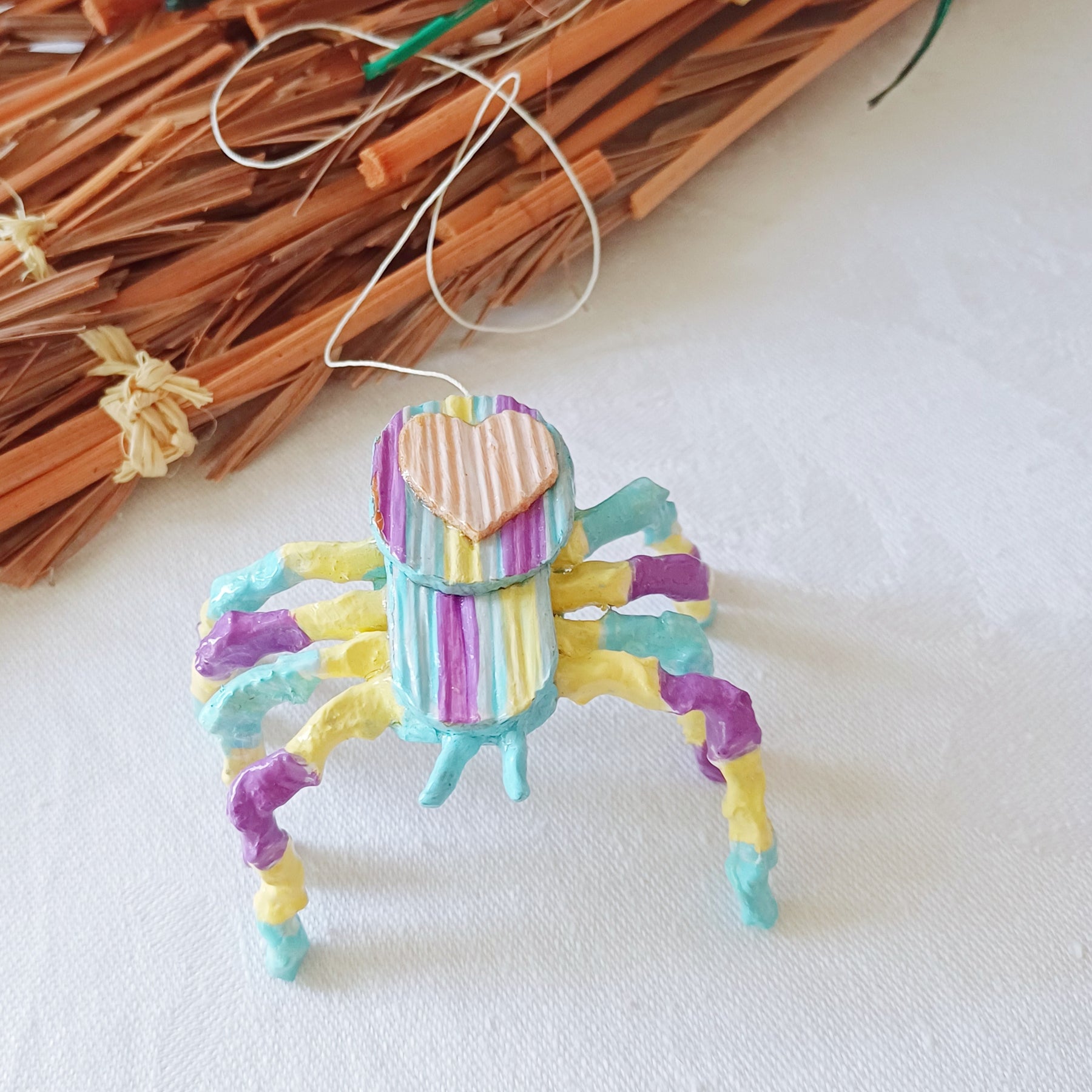 Happy palm spider blue purple yellow handmade Australia