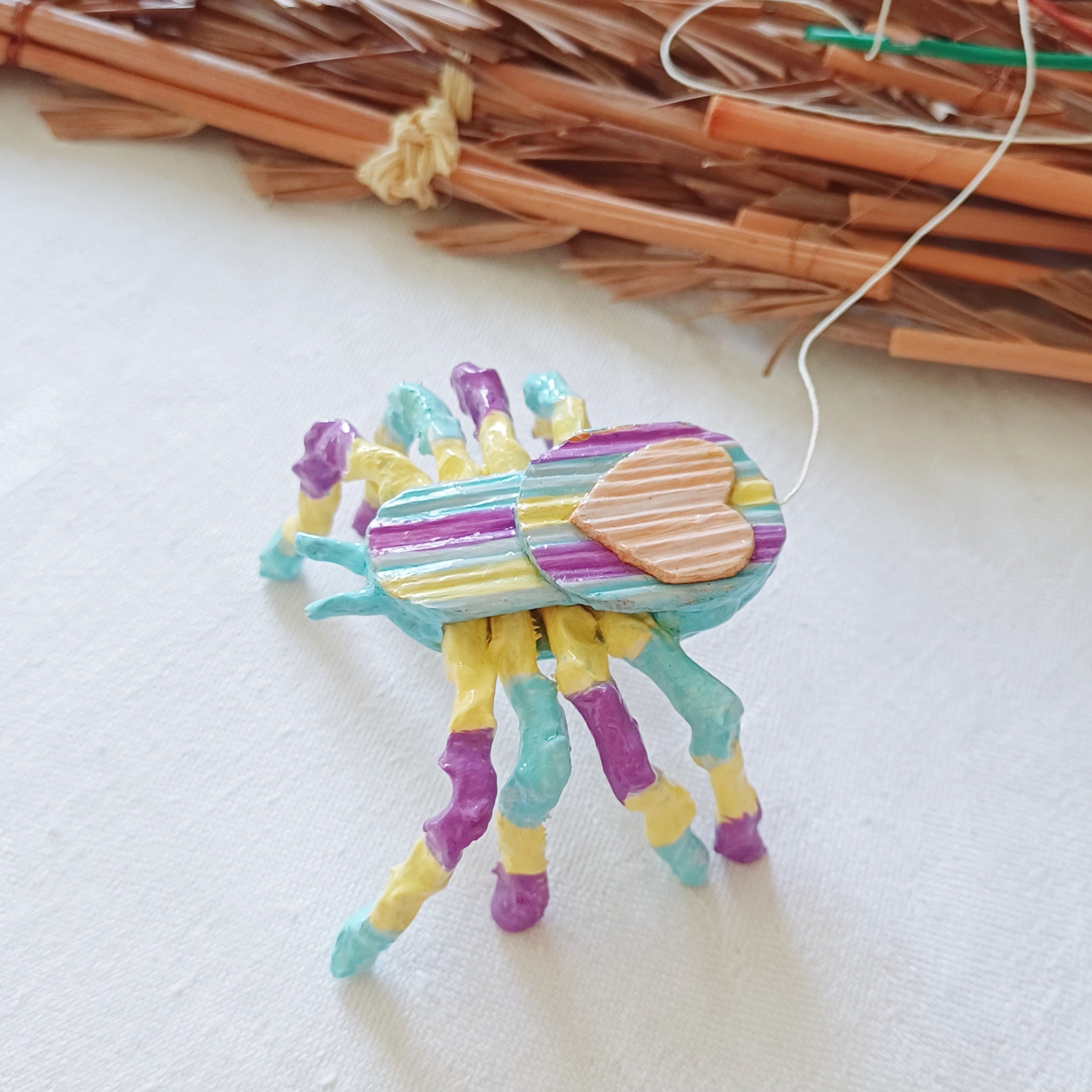Happy palm spider blue purple yellow handmade Australia