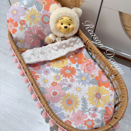 Handmade Doll Bedding Set – Fits Kmart & Target Doll Pram/Bassinet | Pillow & Minky Blanket | Toy Nursery Accessories