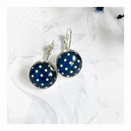 Polka Dot Earrings with Blue and White