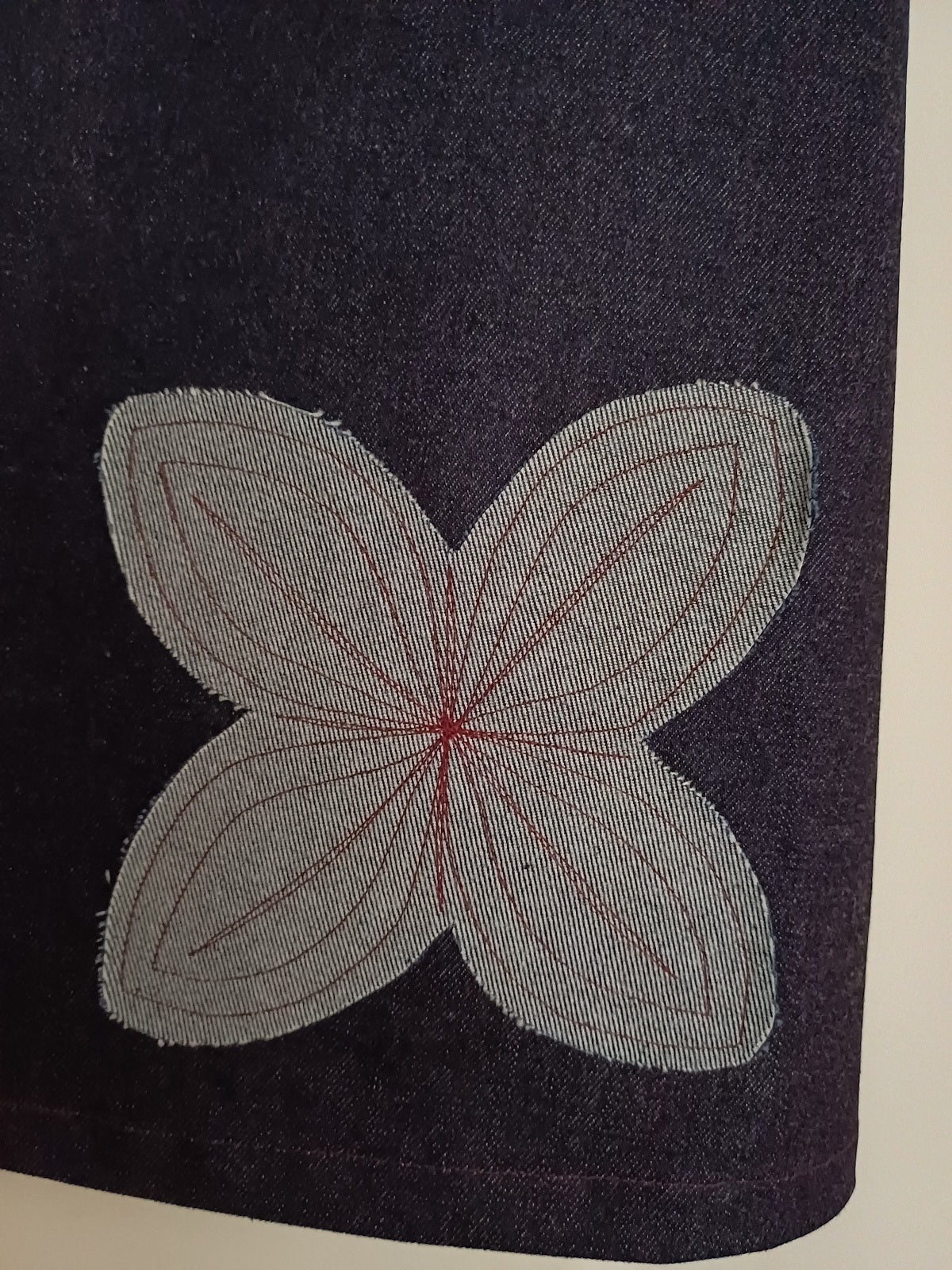 Denim Skirt with Applique Flower