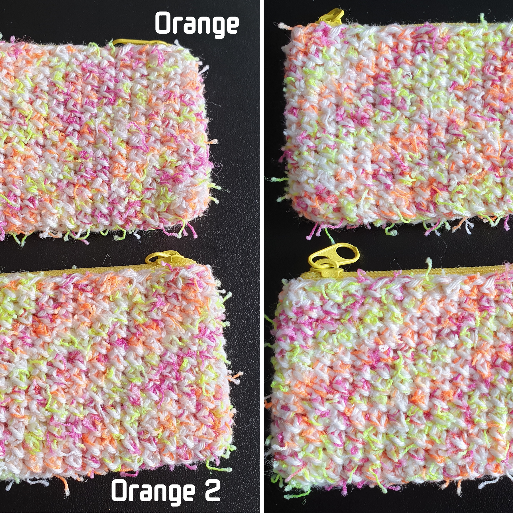 Handmade Mini Colourful Zippered Crochet Coin Purse : Blue Green Pink Yellow Purple Orange White mix