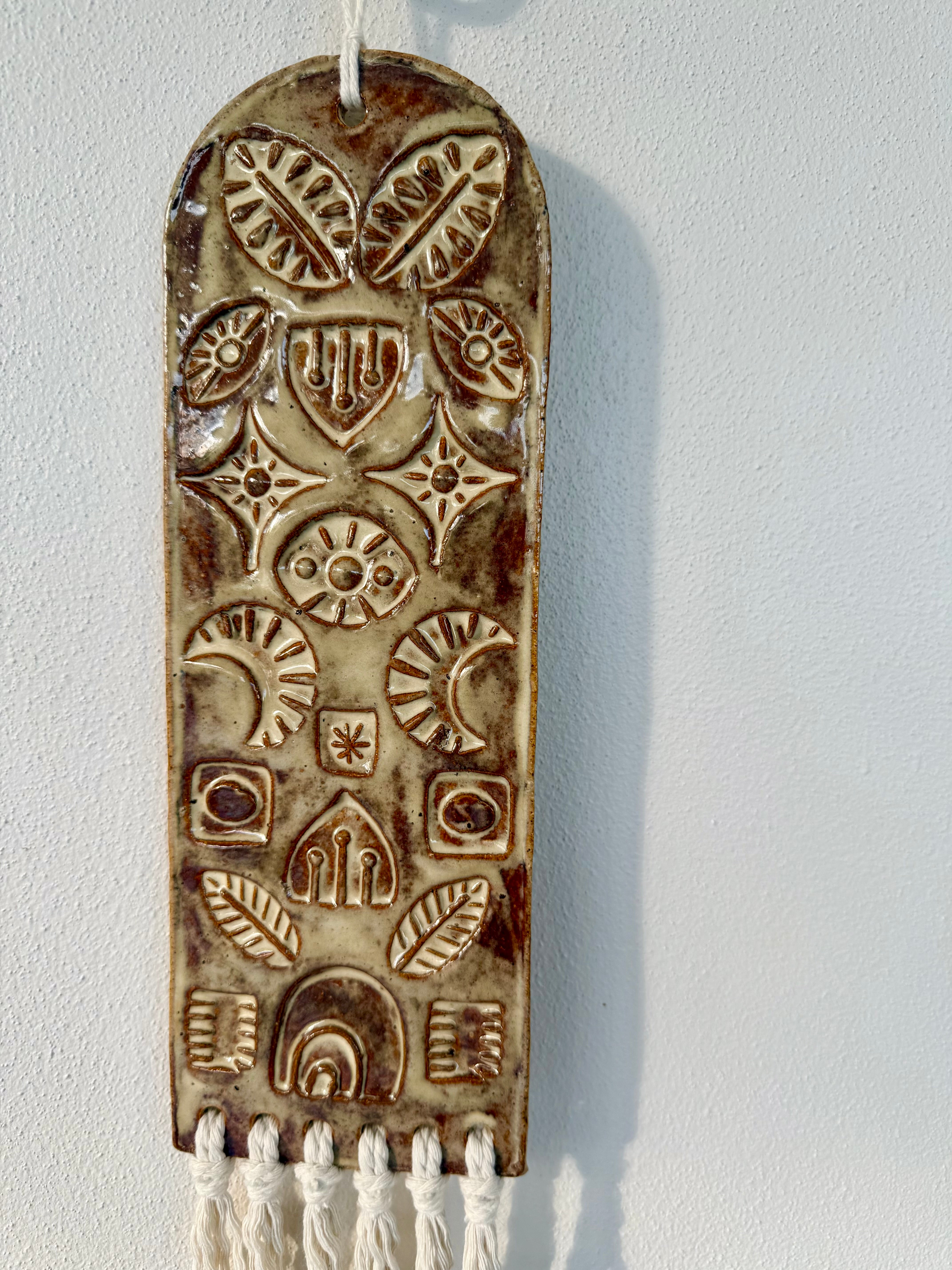 Stamped Ceramic Wall Art Tablet Large