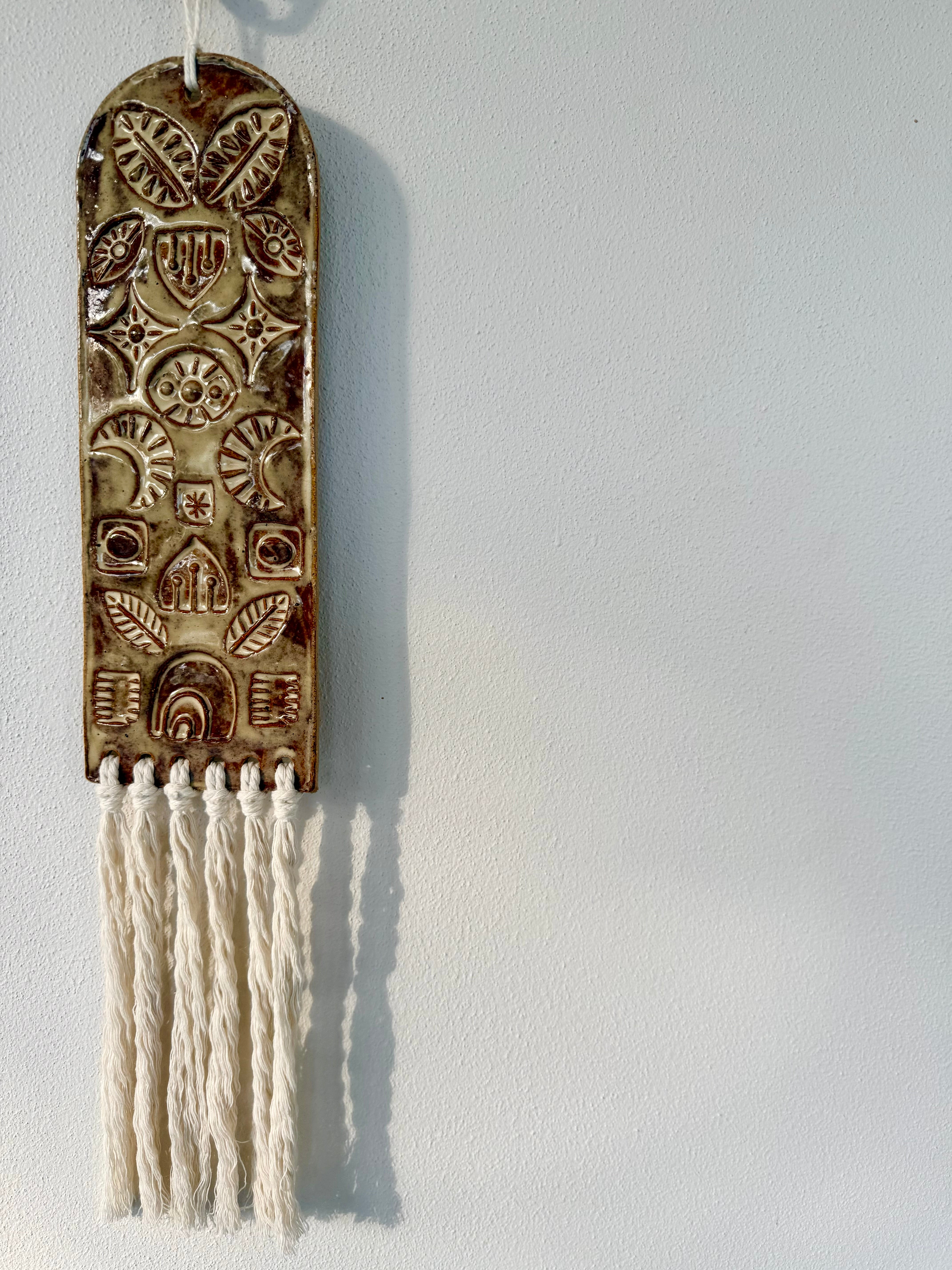 Stamped Ceramic Wall Art Tablet Large