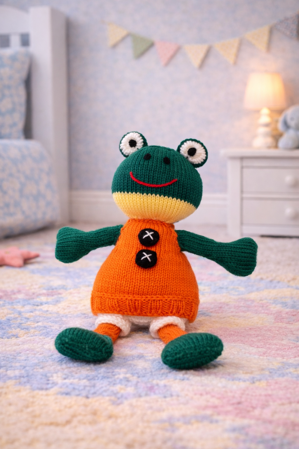 Hand Knitted Frog Plush Toy – Boy & Girl Frog Set – Handmade Soft Toy