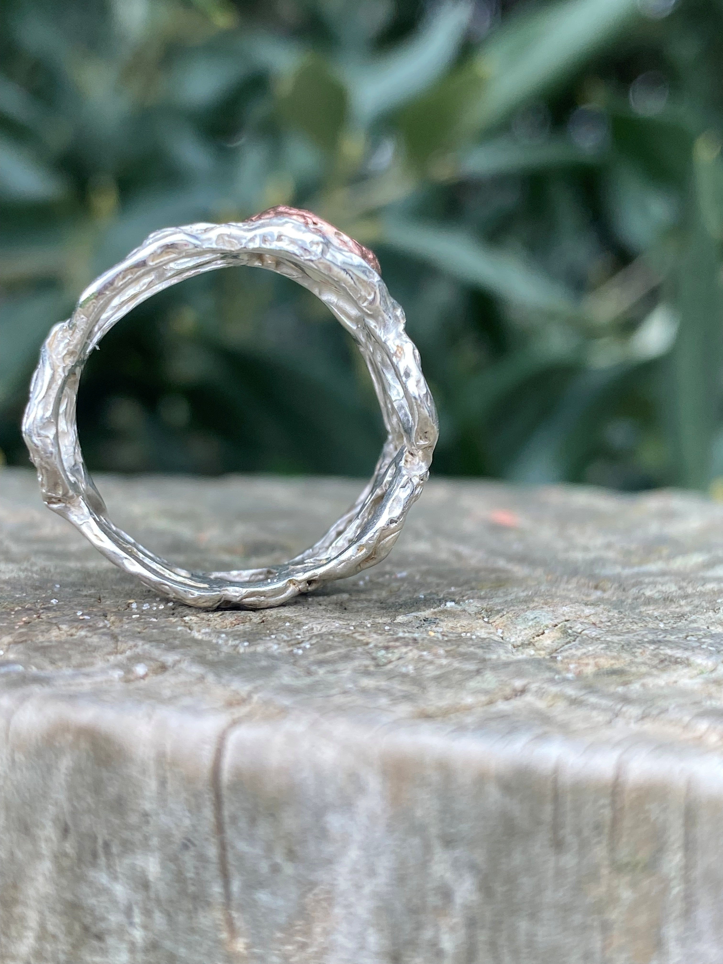 Delicate Strength Ring – Sterling Silver & Copper – Size N 1/2