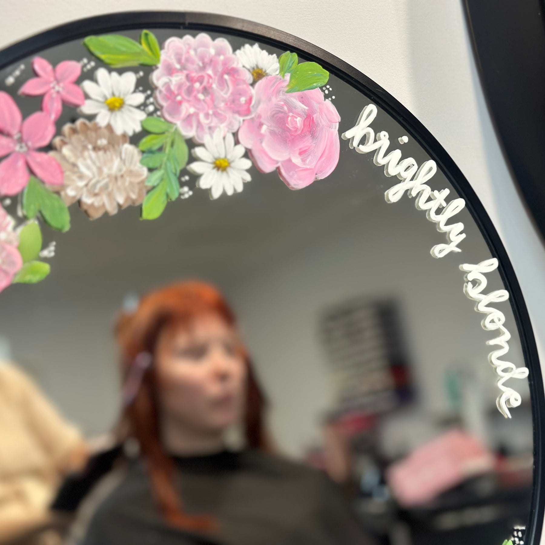 Hand Painted Small Round Mirror