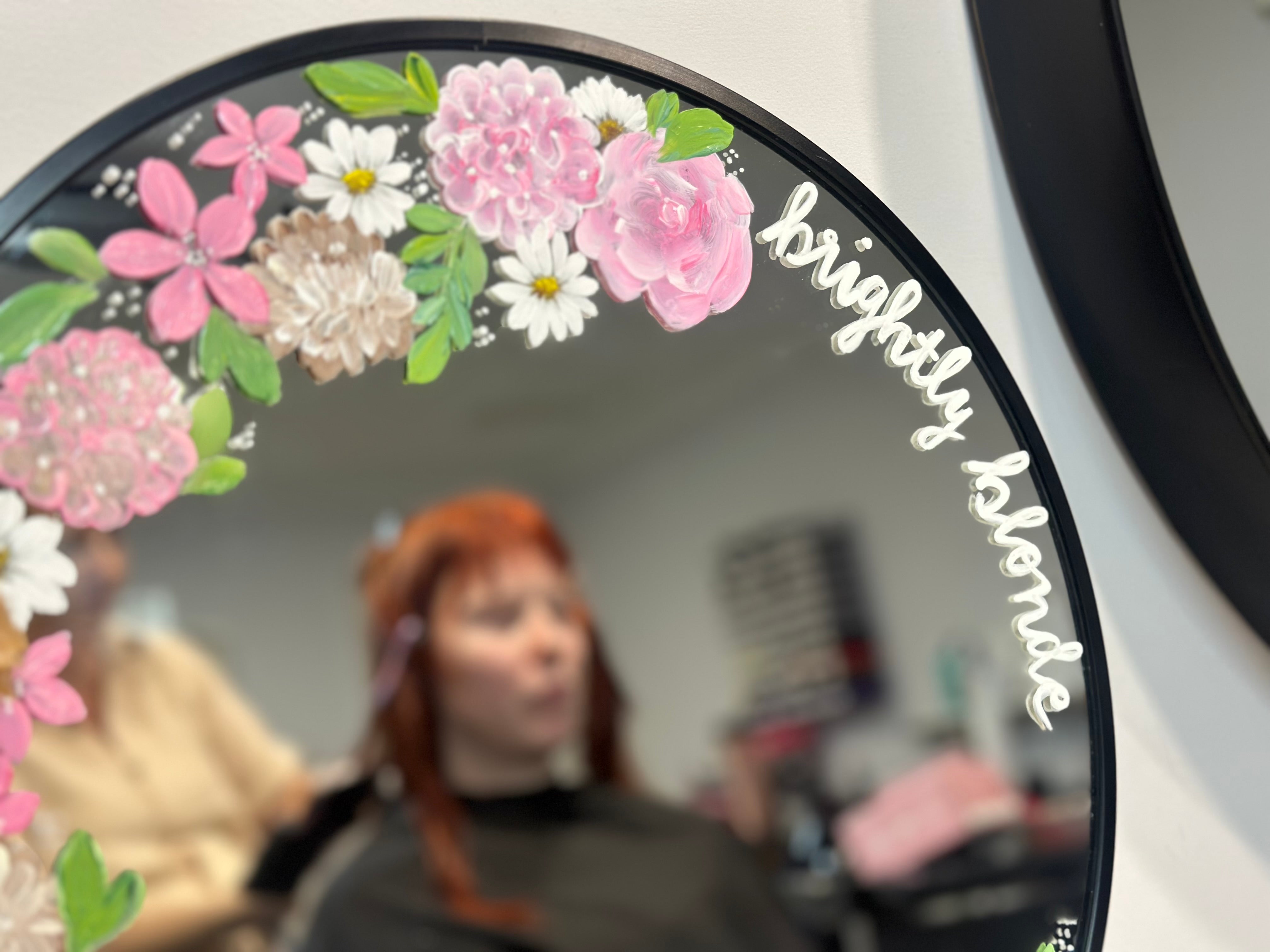 Hand Painted Small Round Mirror