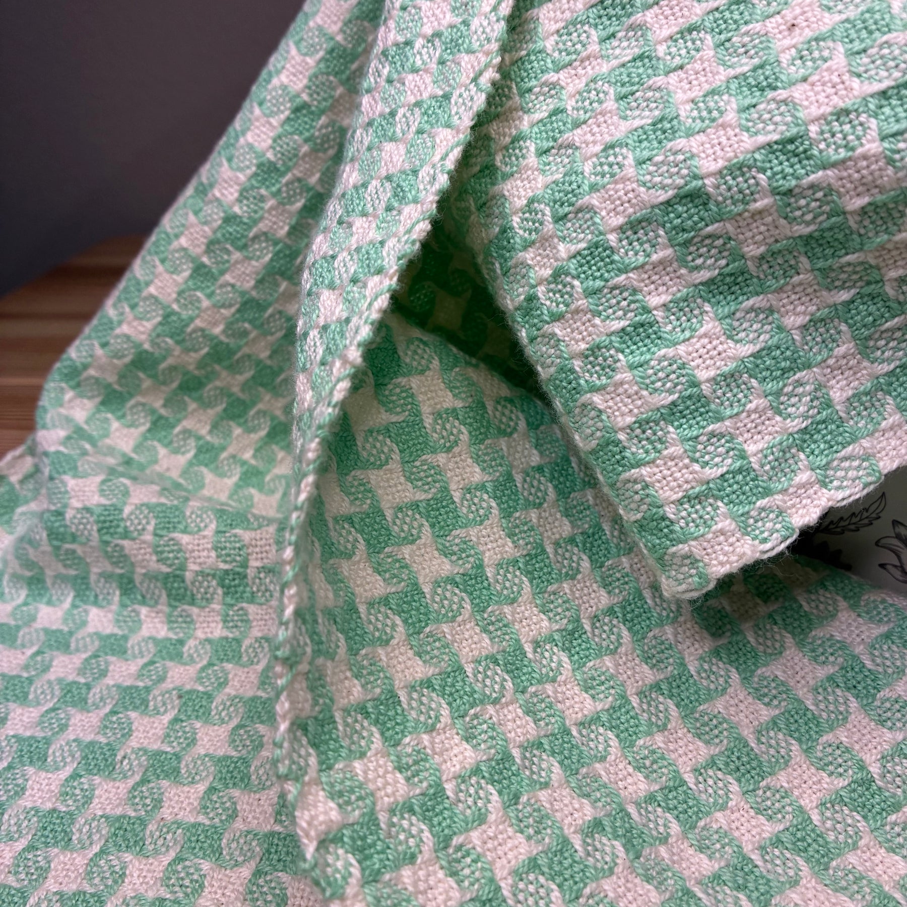 Mint Stardust - Handwoven 100% cotton Star Twill Scarf