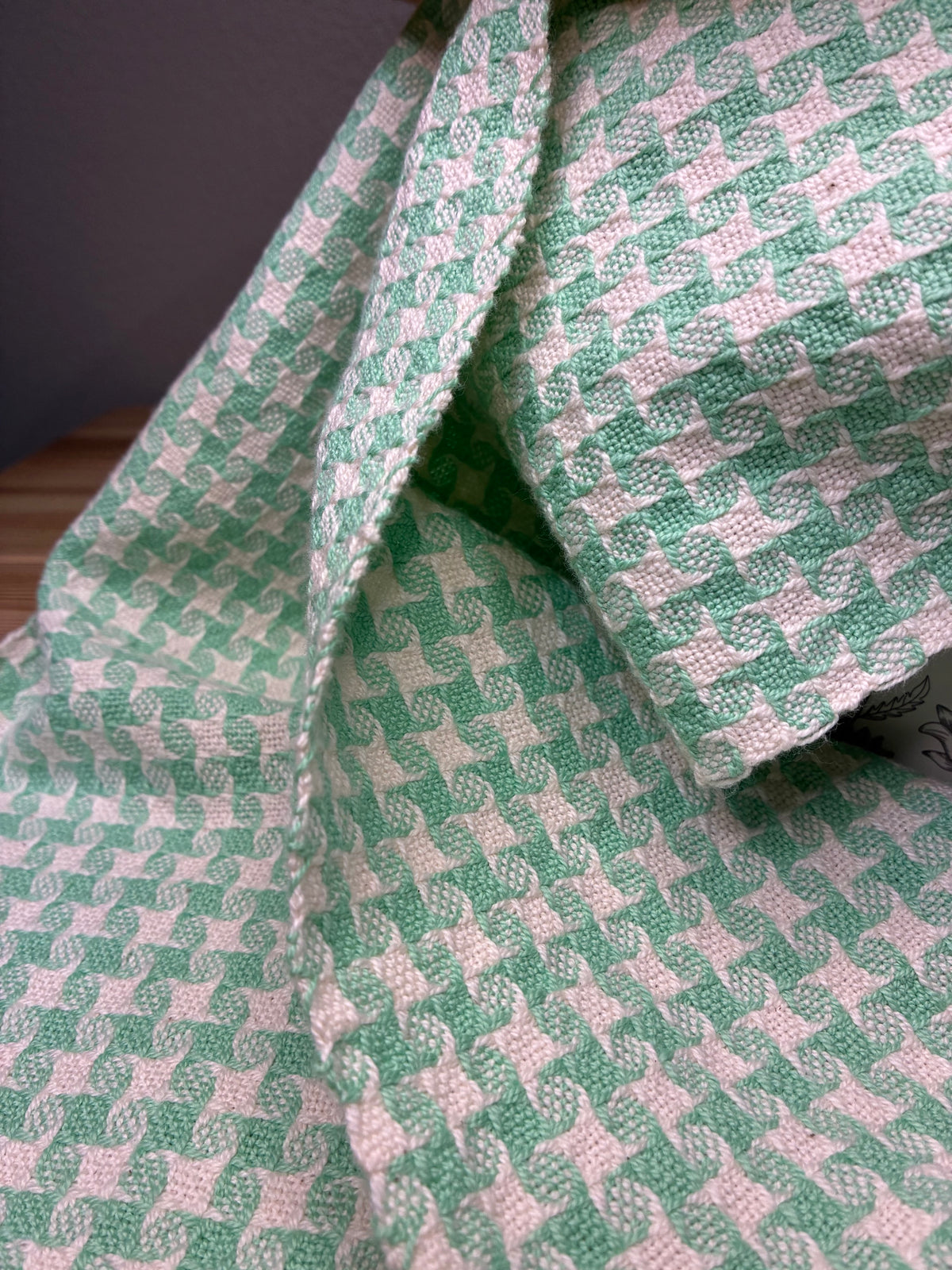 Mint Stardust - Handwoven 100% cotton Star Twill Scarf