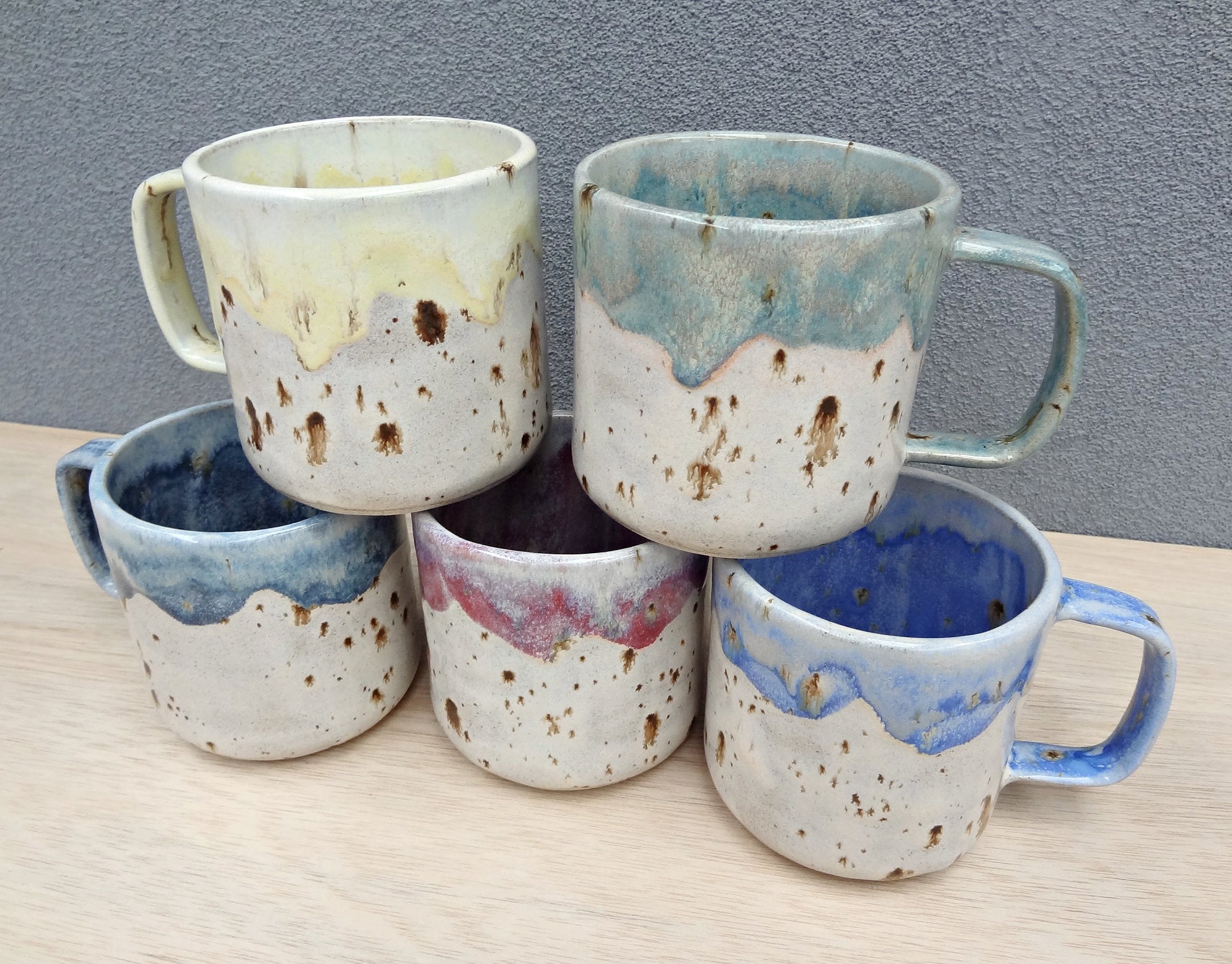 Rainbow mug collection. Handmade Ceramic Mug | Speckled Stoneware Coffee Cup | Coastal Inspired Pottery Australia