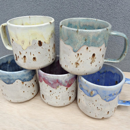 Rainbow mug collection. Handmade Ceramic Mug | Speckled Stoneware Coffee Cup | Coastal Inspired Pottery Australia