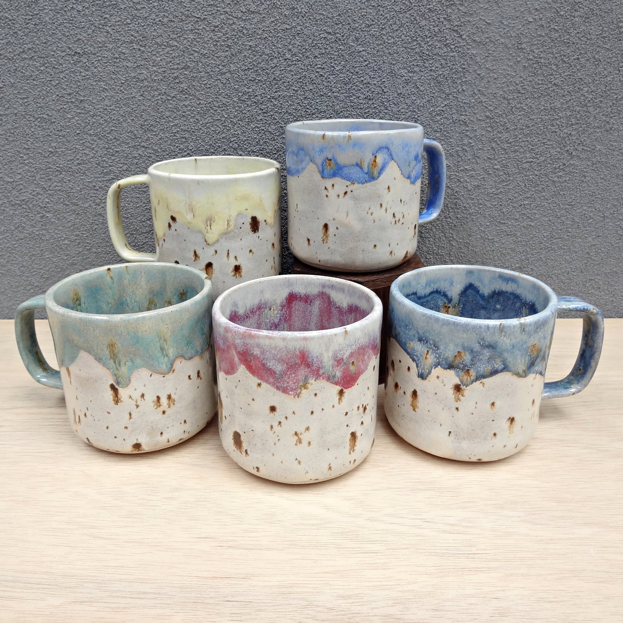 Rainbow mug collection. Handmade Ceramic Mug | Speckled Stoneware Coffee Cup | Coastal Inspired Pottery Australia